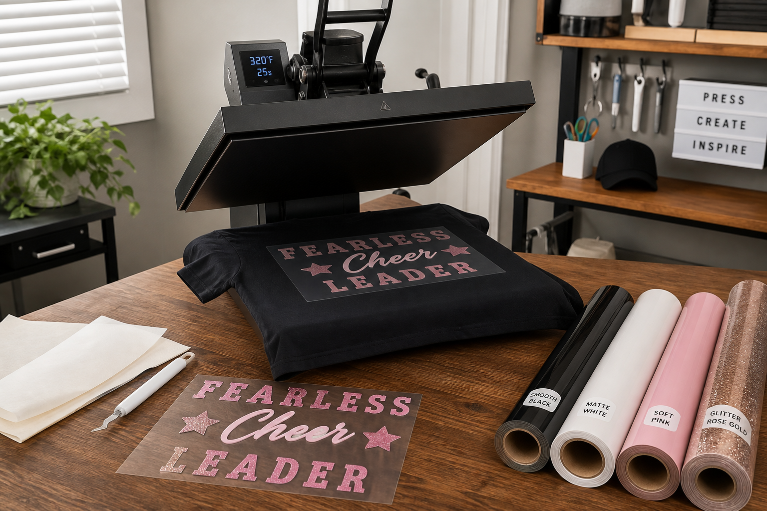 Estampado de vinil HTV con heat press sobre camiseta