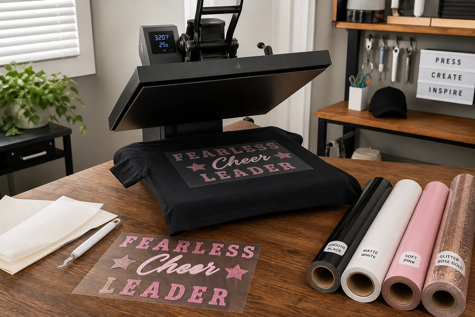 Estampado de vinil HTV con heat press sobre camiseta