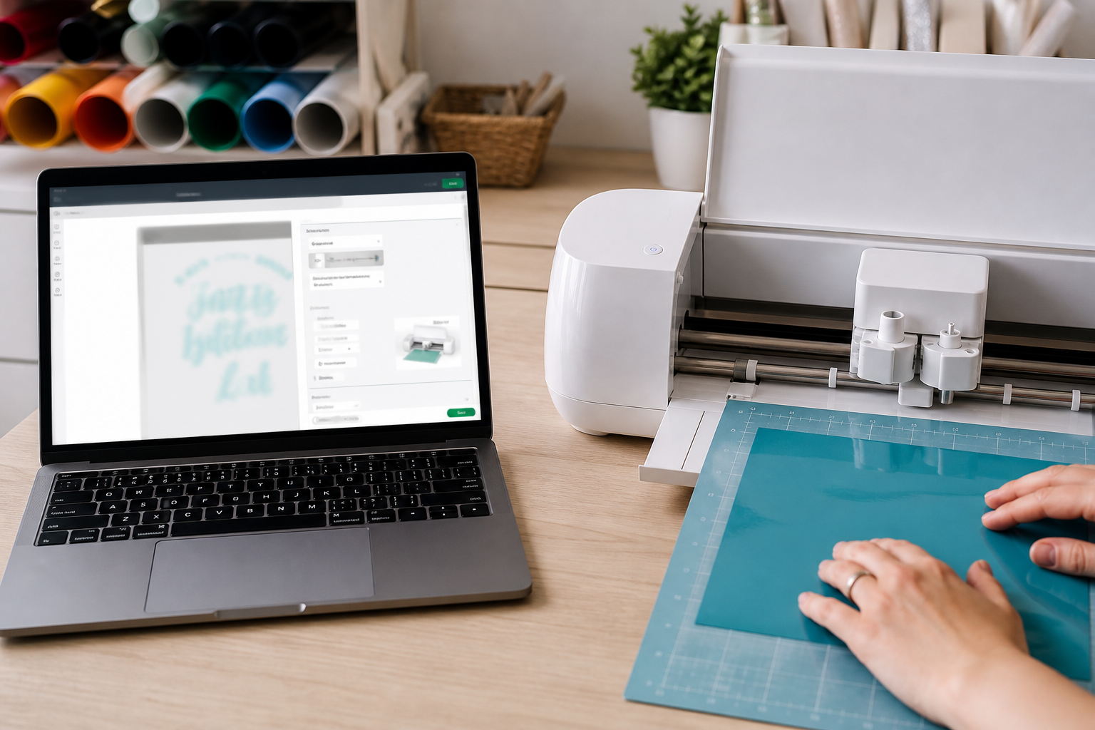 Configuración de corte en Silhouette Studio junto a plotter Cameo
