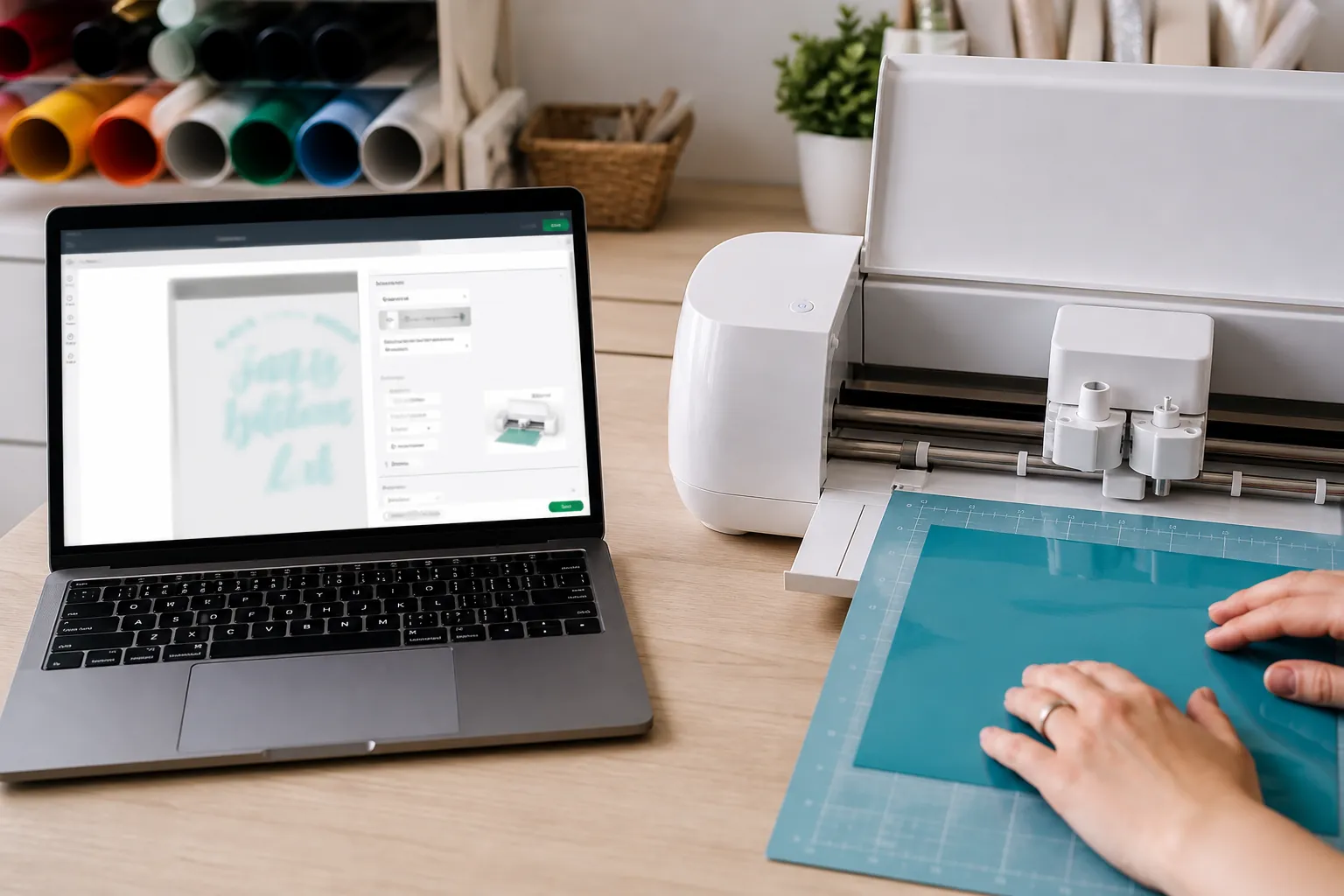 Configuración de corte en Silhouette Studio junto a plotter Cameo