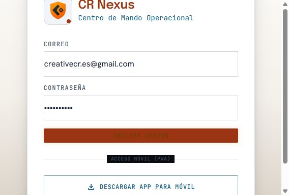 Nexus CRM — Login Centro de Mando